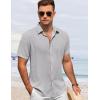 imageCOOFANDY Mens Button Down Shirt Short Sleeve Casual Shirts for Summer Beach Vacation ShirtsLight Grey