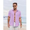 imageCOOFANDY Mens Button Down Shirt Short Sleeve Casual Shirts for Summer Beach Vacation ShirtsLight Purple