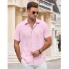 imageCOOFANDY Mens Button Down Shirt Short Sleeve Casual Shirts for Summer Beach Vacation ShirtsPink