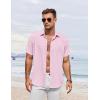 imageCOOFANDY Mens Button Down Shirt Short Sleeve Casual Shirts for Summer Beach Vacation ShirtsPink