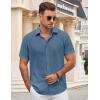 imageCOOFANDY Mens Button Down Shirt Short Sleeve Casual Shirts for Summer Beach Vacation ShirtsSlate Blue