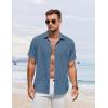 imageCOOFANDY Mens Button Down Shirt Short Sleeve Casual Shirts for Summer Beach Vacation ShirtsSlate Blue