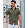 imageCOOFANDY Mens Button Down Shirts Short Sleeve Casual Dress Shirts Untucked Summer Shirt with PocketArmy Green