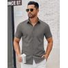 imageCOOFANDY Mens Button Down Shirts Short Sleeve Casual Dress Shirts Untucked Summer Shirt with PocketDark Grey