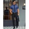 imageCOOFANDY Mens Button Down Shirts Short Sleeve Casual Dress Shirts Untucked Summer Shirt with PocketDenim Blue