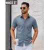 imageCOOFANDY Mens Button Down Shirts Short Sleeve Casual Dress Shirts Untucked Summer Shirt with PocketGrey Blue