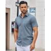 imageCOOFANDY Mens Button Down Shirts Short Sleeve Casual Dress Shirts Untucked Summer Shirt with PocketGrey Blue