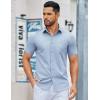 imageCOOFANDY Mens Button Down Shirts Short Sleeve Casual Dress Shirts Untucked Summer Shirt with PocketLight Blue