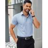 imageCOOFANDY Mens Button Down Shirts Short Sleeve Casual Dress Shirts Untucked Summer Shirt with PocketLight Blue