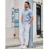 imageCOOFANDY Mens Button Down Shirts Short Sleeve Casual Dress Shirts Untucked Summer Shirt with PocketLight Blue
