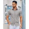 imageCOOFANDY Mens Button Down Shirts Short Sleeve Casual Dress Shirts Untucked Summer Shirt with PocketLight Grey