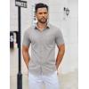 imageCOOFANDY Mens Button Down Shirts Short Sleeve Casual Dress Shirts Untucked Summer Shirt with PocketLight Grey