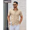 imageCOOFANDY Mens Button Down Shirts Short Sleeve Casual Dress Shirts Untucked Summer Shirt with PocketLight Khaki