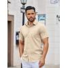 imageCOOFANDY Mens Button Down Shirts Short Sleeve Casual Dress Shirts Untucked Summer Shirt with PocketLight Khaki