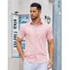 imageCOOFANDY Mens Button Down Shirts Short Sleeve Casual Dress Shirts Untucked Summer Shirt with PocketLight Pink