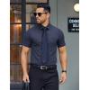 imageCOOFANDY Mens Button Down Shirts Short Sleeve Casual Dress Shirts Untucked Summer Shirt with PocketNavy Blue
