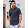 imageCOOFANDY Mens Button Down Shirts Short Sleeve Casual Dress Shirts Untucked Summer Shirt with PocketNavy Blue