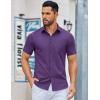 imageCOOFANDY Mens Button Down Shirts Short Sleeve Casual Dress Shirts Untucked Summer Shirt with PocketPurple
