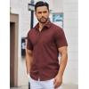 imageCOOFANDY Mens Button Down Shirts Short Sleeve Casual Dress Shirts Untucked Summer Shirt with PocketWine Red