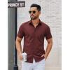 imageCOOFANDY Mens Button Down Shirts Short Sleeve Casual Dress Shirts Untucked Summer Shirt with PocketWine Red