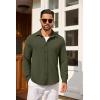 imageCOOFANDY Mens Casual Button Down Shirt Long Sleeve Lightweight Jacket Fashion Textured ShirtsArmy Green