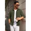 imageCOOFANDY Mens Casual Button Down Shirt Long Sleeve Lightweight Jacket Fashion Textured ShirtsArmy Green