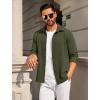 imageCOOFANDY Mens Casual Button Down Shirt Long Sleeve Lightweight Jacket Fashion Textured ShirtsArmy Green