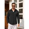 imageCOOFANDY Mens Casual Button Down Shirt Long Sleeve Lightweight Jacket Fashion Textured ShirtsBlack