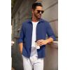 imageCOOFANDY Mens Casual Button Down Shirt Long Sleeve Lightweight Jacket Fashion Textured ShirtsBlue