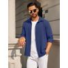 imageCOOFANDY Mens Casual Button Down Shirt Long Sleeve Lightweight Jacket Fashion Textured ShirtsBlue