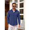 imageCOOFANDY Mens Casual Button Down Shirt Long Sleeve Lightweight Jacket Fashion Textured ShirtsBlue