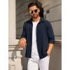 imageCOOFANDY Mens Casual Button Down Shirt Long Sleeve Lightweight Jacket Fashion Textured ShirtsDark Blue