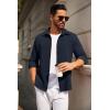 imageCOOFANDY Mens Casual Button Down Shirt Long Sleeve Lightweight Jacket Fashion Textured ShirtsDark Blue