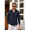 imageCOOFANDY Mens Casual Button Down Shirt Long Sleeve Lightweight Jacket Fashion Textured ShirtsDark Blue