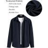 imageCOOFANDY Mens Casual Button Down Shirt Long Sleeve Lightweight Jacket Fashion Textured ShirtsDark Blue