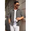 imageCOOFANDY Mens Casual Button Down Shirt Long Sleeve Lightweight Jacket Fashion Textured ShirtsDark Grey