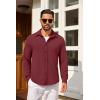 imageCOOFANDY Mens Casual Button Down Shirt Long Sleeve Lightweight Jacket Fashion Textured ShirtsDark Red