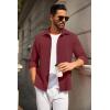 imageCOOFANDY Mens Casual Button Down Shirt Long Sleeve Lightweight Jacket Fashion Textured ShirtsDark Red