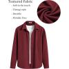 imageCOOFANDY Mens Casual Button Down Shirt Long Sleeve Lightweight Jacket Fashion Textured ShirtsDark Red