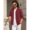 imageCOOFANDY Mens Casual Button Down Shirt Long Sleeve Lightweight Jacket Fashion Textured ShirtsDark Red
