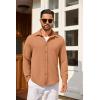 imageCOOFANDY Mens Casual Button Down Shirt Long Sleeve Lightweight Jacket Fashion Textured ShirtsLight Brown