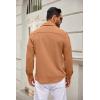 imageCOOFANDY Mens Casual Button Down Shirt Long Sleeve Lightweight Jacket Fashion Textured ShirtsLight Brown