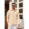 imageCOOFANDY Mens Casual Button Down Shirt Long Sleeve Lightweight Jacket Fashion Textured ShirtsLight Coffee