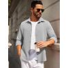 imageCOOFANDY Mens Casual Button Down Shirt Long Sleeve Lightweight Jacket Fashion Textured ShirtsLight Grey
