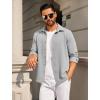 imageCOOFANDY Mens Casual Button Down Shirt Long Sleeve Lightweight Jacket Fashion Textured ShirtsLight Grey