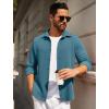 imageCOOFANDY Mens Casual Button Down Shirt Long Sleeve Lightweight Jacket Fashion Textured ShirtsTurquoise