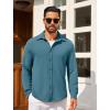 imageCOOFANDY Mens Casual Button Down Shirt Long Sleeve Lightweight Jacket Fashion Textured ShirtsTurquoise