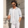 imageCOOFANDY Mens Casual Button Down Shirt Long Sleeve Lightweight Jacket Fashion Textured ShirtsWhite