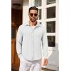 imageCOOFANDY Mens Casual Button Down Shirt Long Sleeve Lightweight Jacket Fashion Textured ShirtsWhite