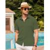 imageCOOFANDY Mens Casual Button Down Short Sleeve Shirt Textured Summer Beach Vacation ShirtArmy Green